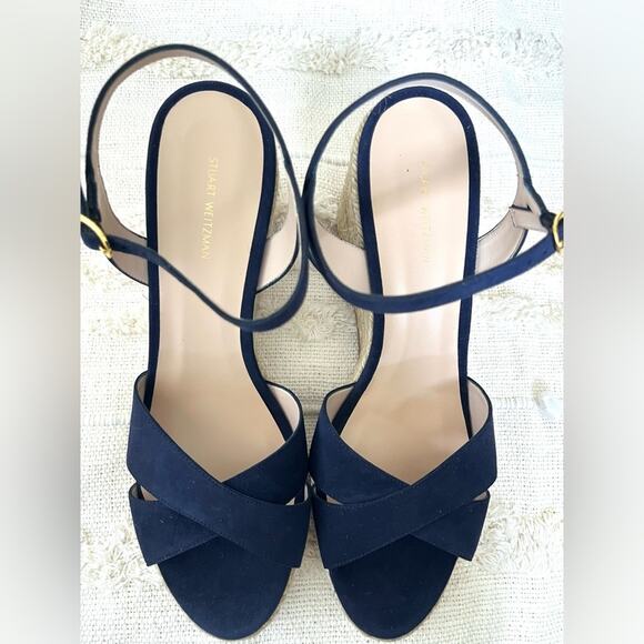 NWT Stuart Weitzman Rosemarie Leather Platform Espadrille Wedge Sandals sz 11.5 - Picture 8 of 10